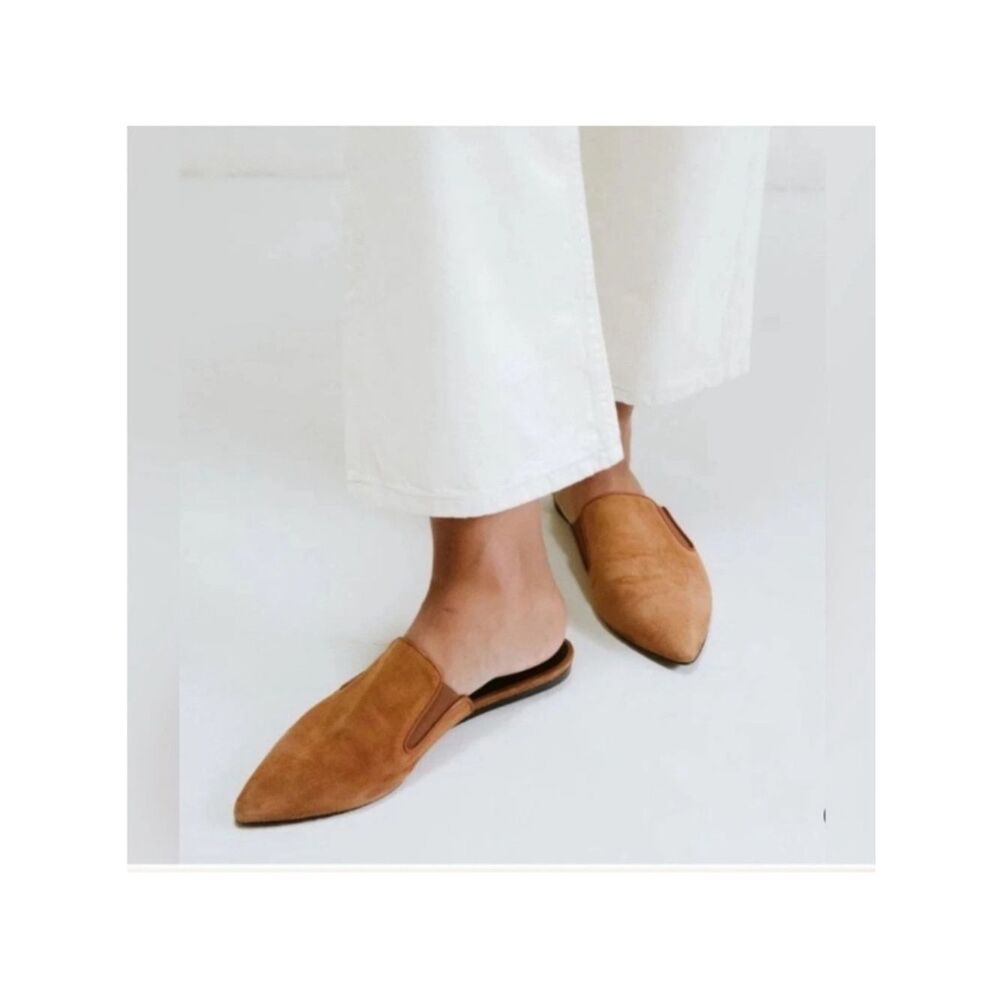 Jenni Kayne Size 35 / US 5 Suede Mules Flats Shoes Saddle Brown Italy